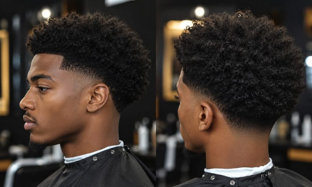Black Male And Afro Blowout Low Taper Fade Curly Hair