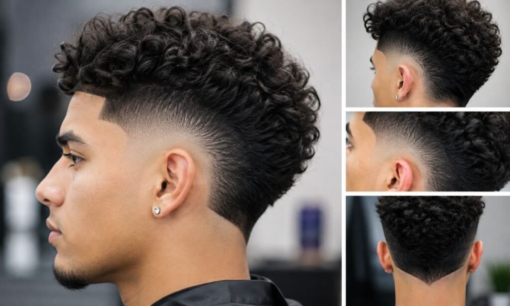Burst Fade Design on Curly Hair