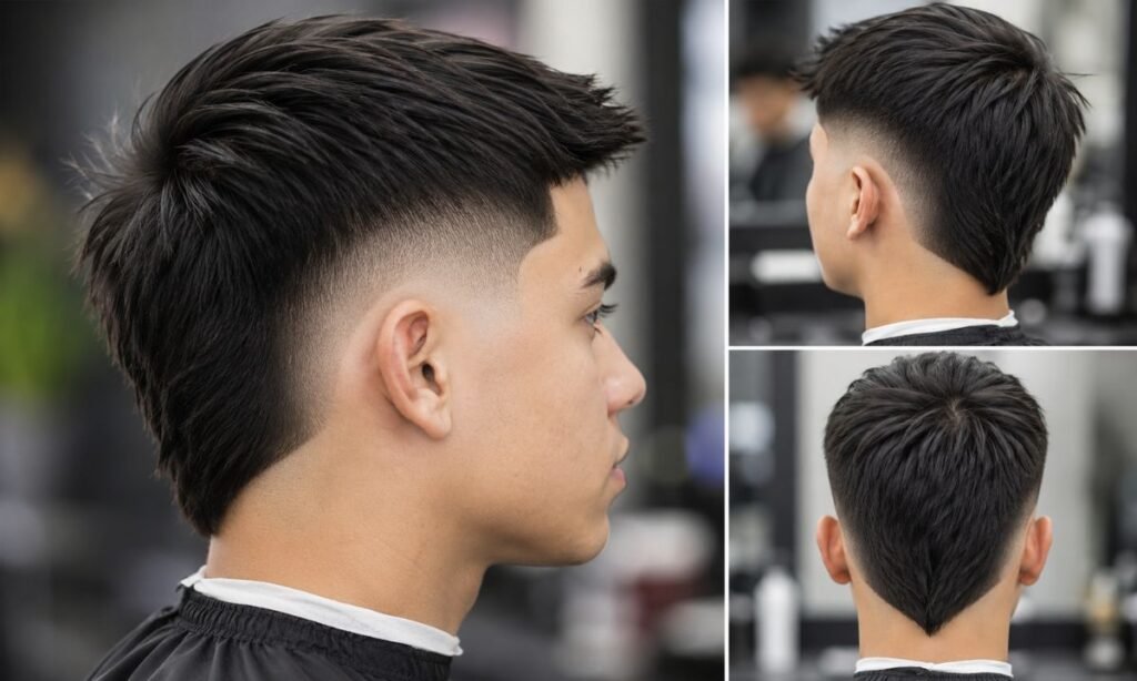 Burst Fade Design on Straight Hair
