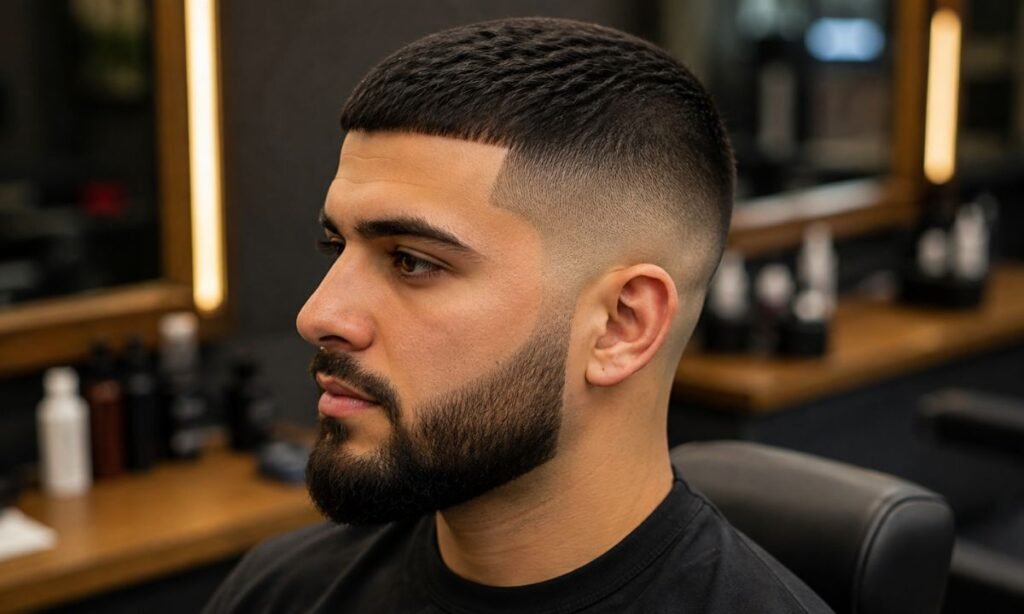 Low Fade Crew Cut with Beard