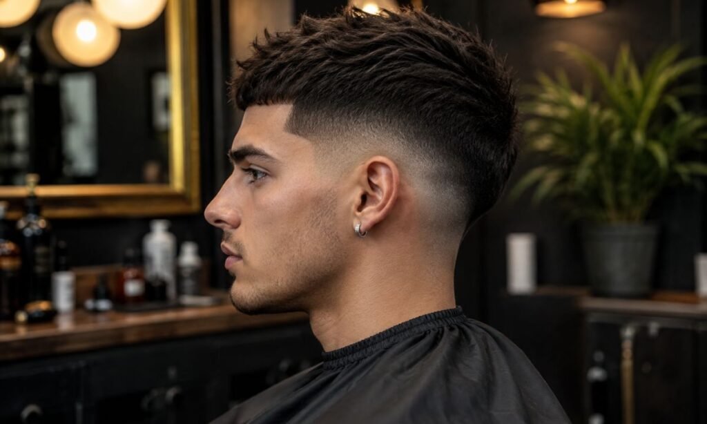 Low Taper Fade Buzz Cut with Line-Up