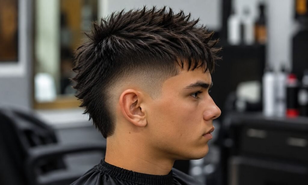 Mid Burst Fade Straight Hair Short Spiky Texture