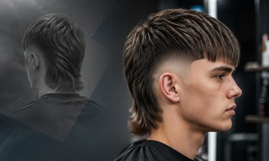 Modern Mullet Fade Straight Hair
