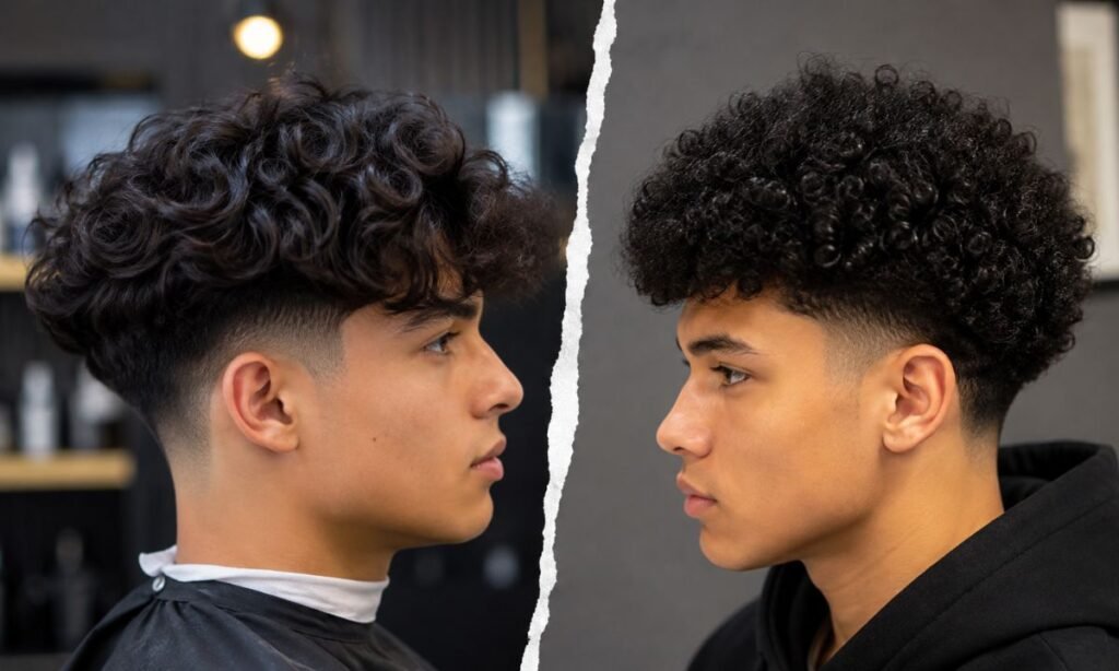 Perm Blowout Low Taper Fade Curly Hair vs Natural Curls