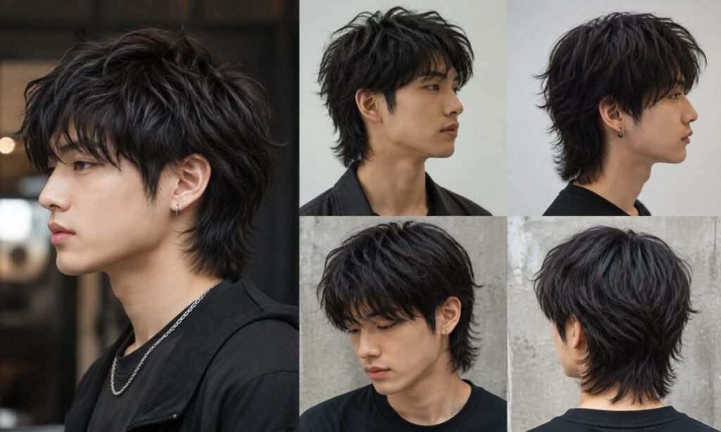 Short Wolf Cut Men Asian