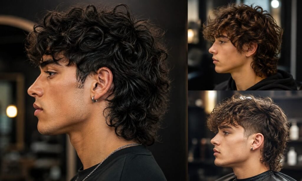 Short Wolf Cut Men Curly and Curly Hair Short Wolf Cuts Men