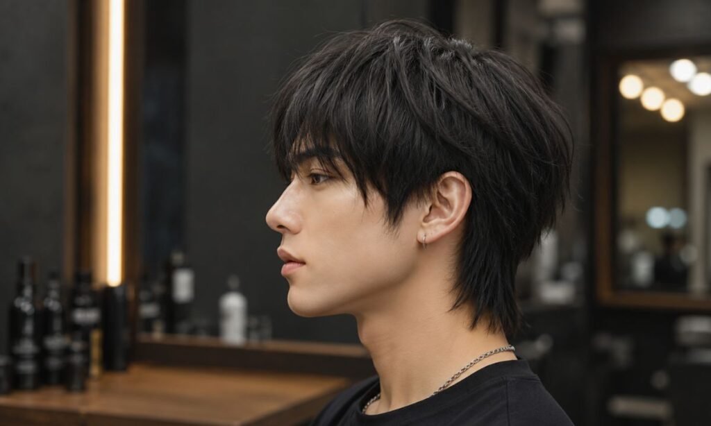 Short Wolf Cut Men Straight Hair