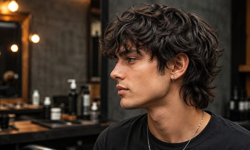 Short Wolf Cut Men Wavy Hair