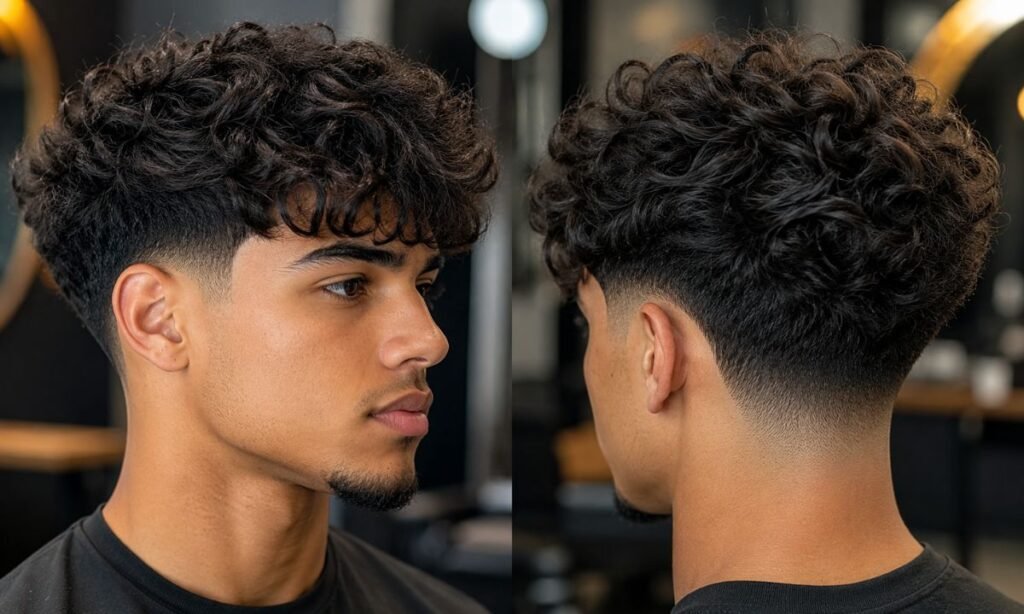 Textured Fringe Blowout Low Taper Fade Curly Hair