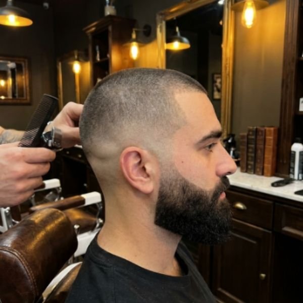 Buzz Cut Burst Fade with Beard