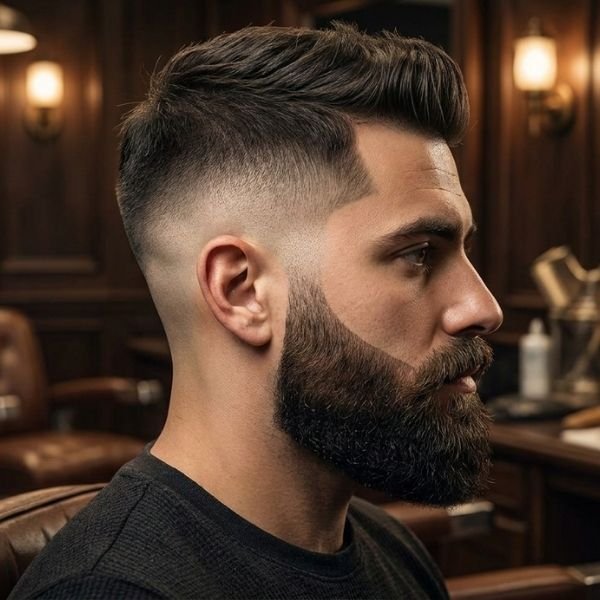 Classic Burst Fade with Full Beard