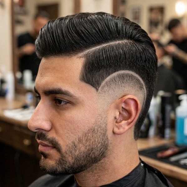 High Burst Fade Comb Over