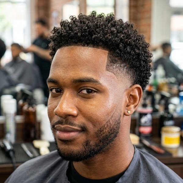 High Burst Fade Curly Hair