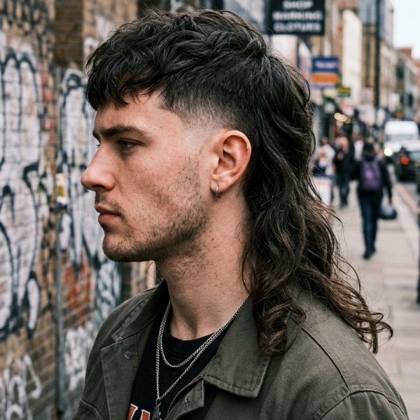 High Burst Fade Mullet