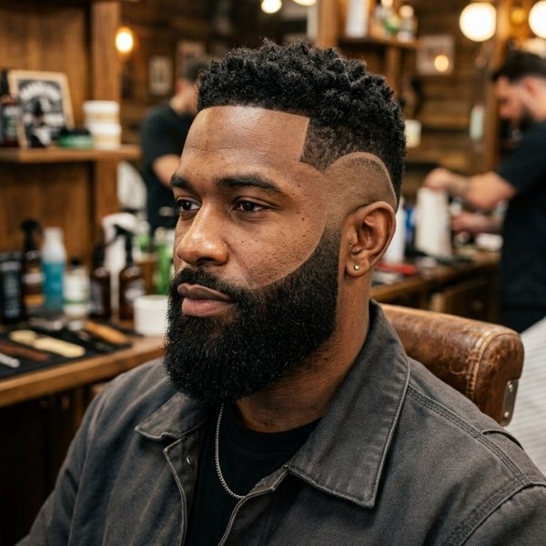 High Burst Fade with Beard