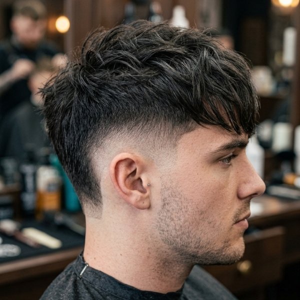 Long French Crop Burst Fade