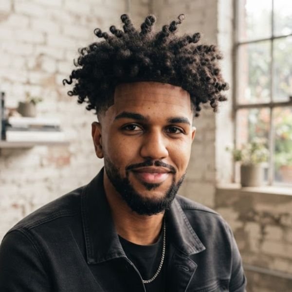  Low Curly Burst Fade