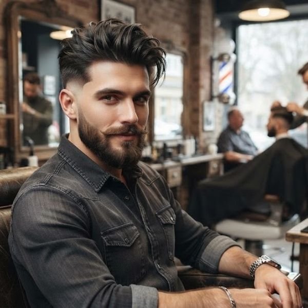  Messy Slick Back Burst Fade