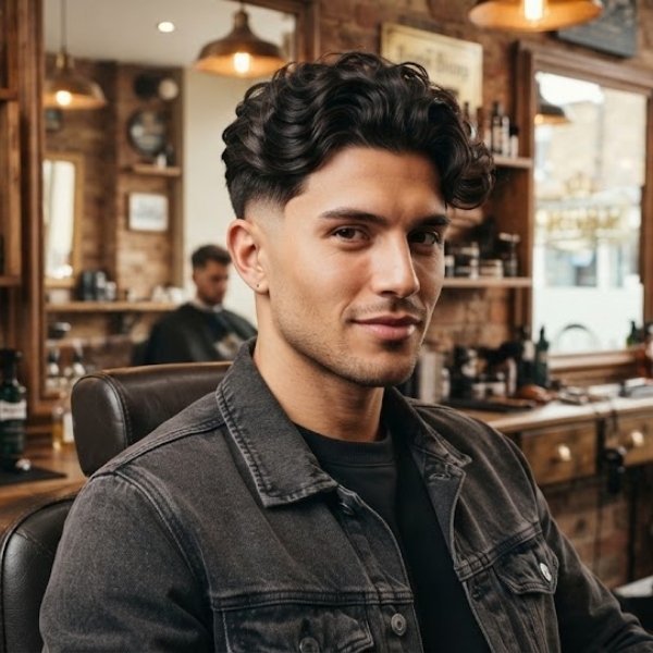 Mid Wavy Burst Fade
