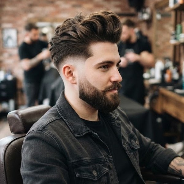 Pompadour Long Hair Burst Fade