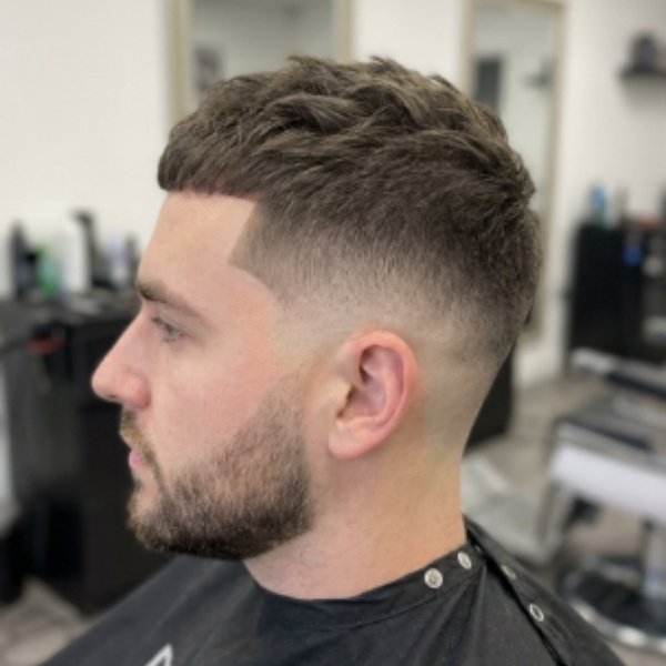 Sharp Line-Up Burst Fade Textured Crop