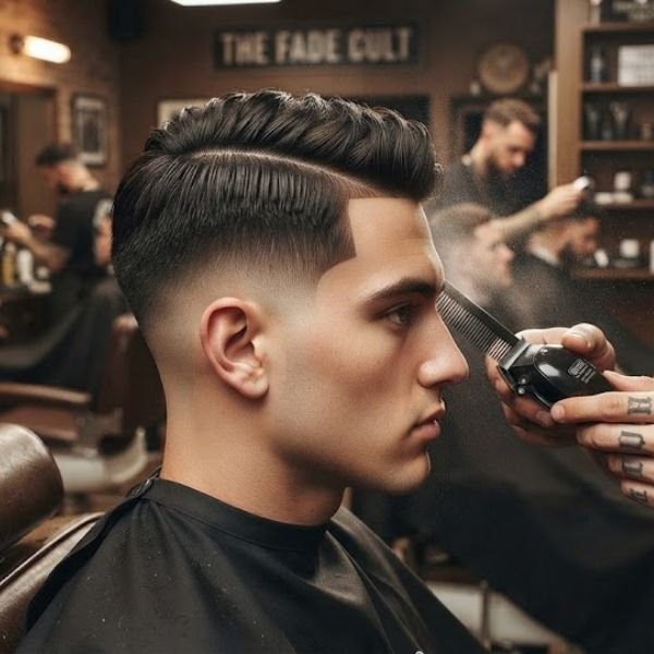 Side Part Burst Fade Taper