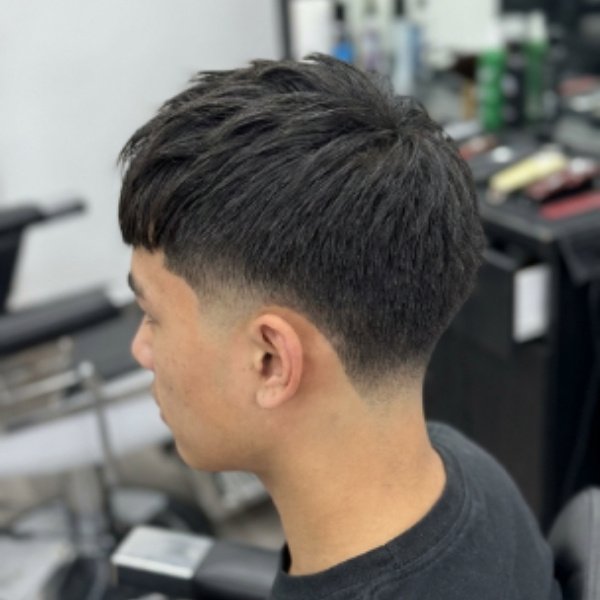 Straight Hair Burst Fade Textured Crop