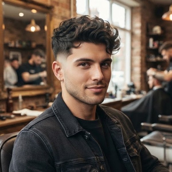 Textured Crop Wavy Burst Fade