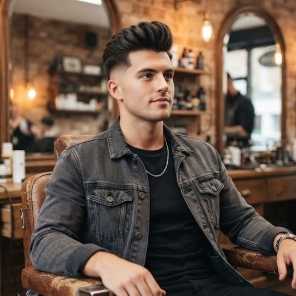 Messy Quiff with Taper Fade