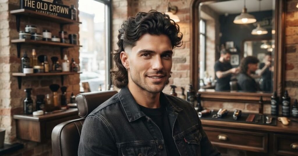 Wavy Burst Fade Mullet