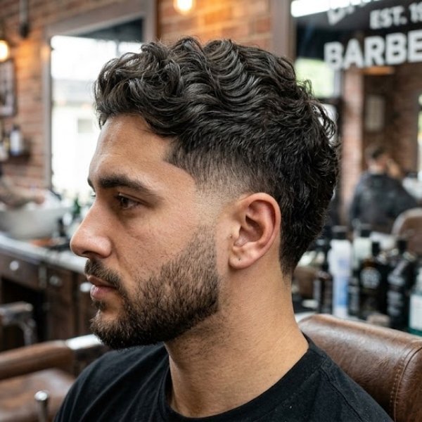 Wavy Mid Burst Fade