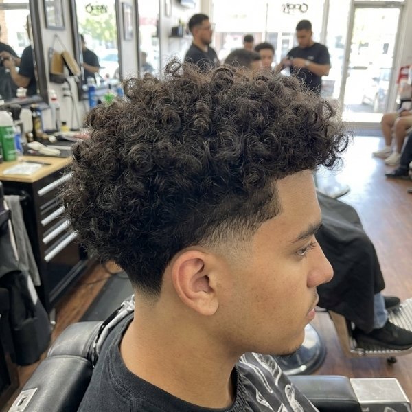 Burst Fade Curly Hair