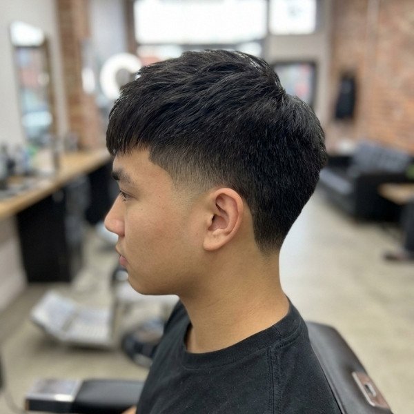  Burst Fade Straight Hair