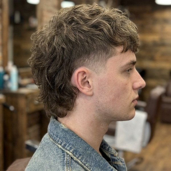 Mid Burst Fade Mullet