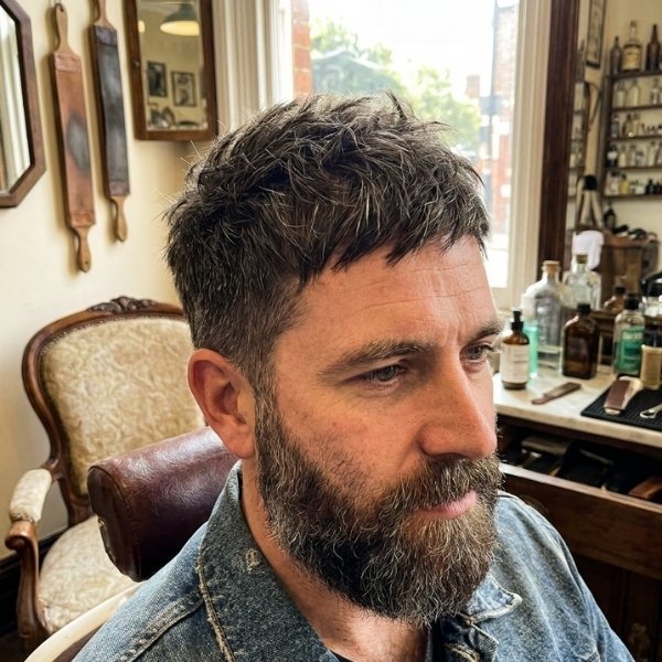 Short, Choppy Mod with Beard