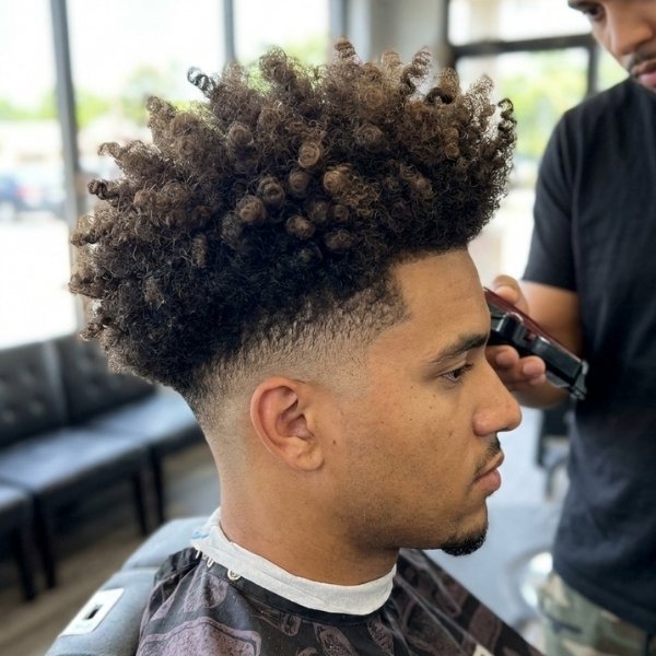 Sponged Long Afro Fade